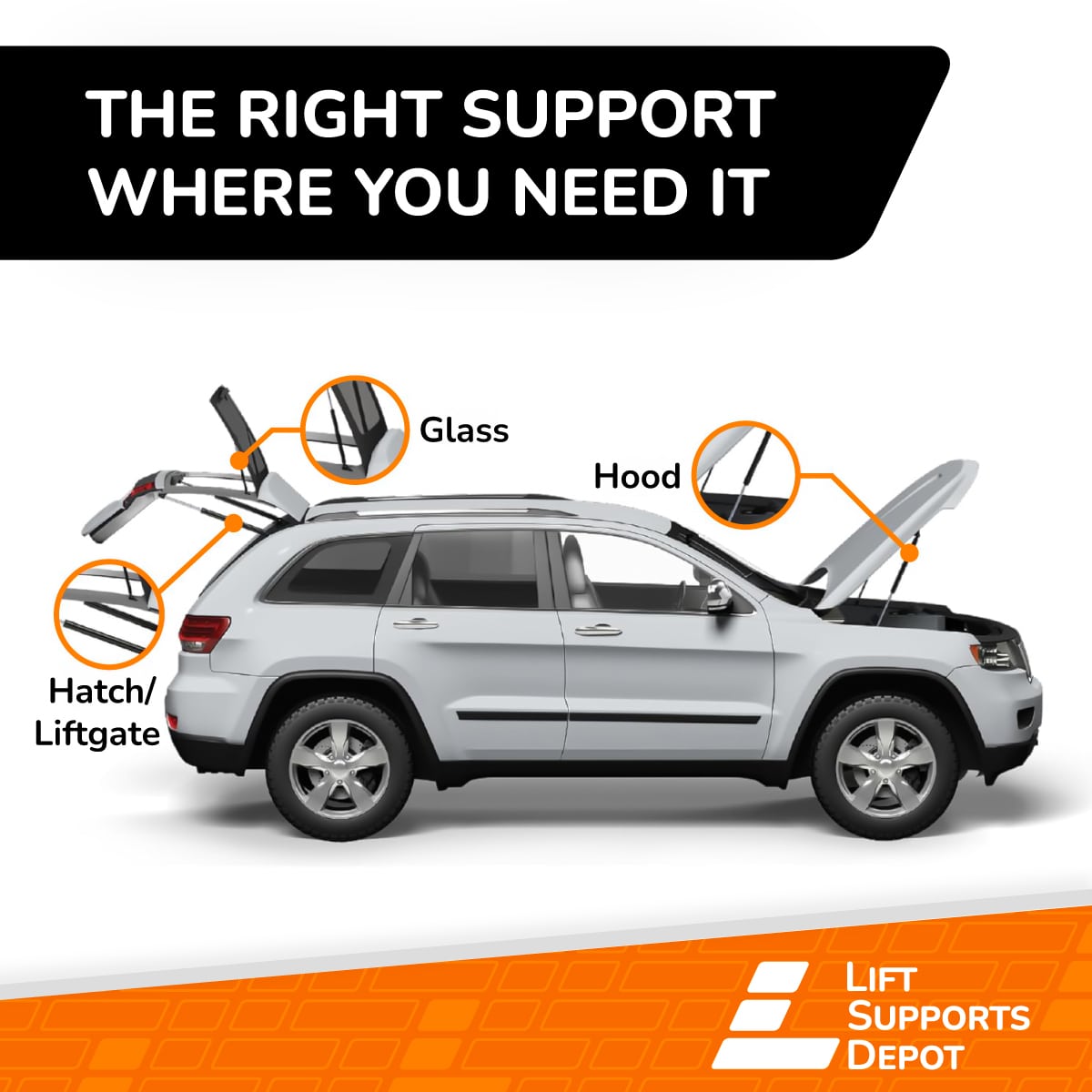 Cantidad 2 Jeep Grand Cherokee 2011 a 2013 puerta levadiza soportes elevables sin puerta eléctrica - Imagen 4 de 6