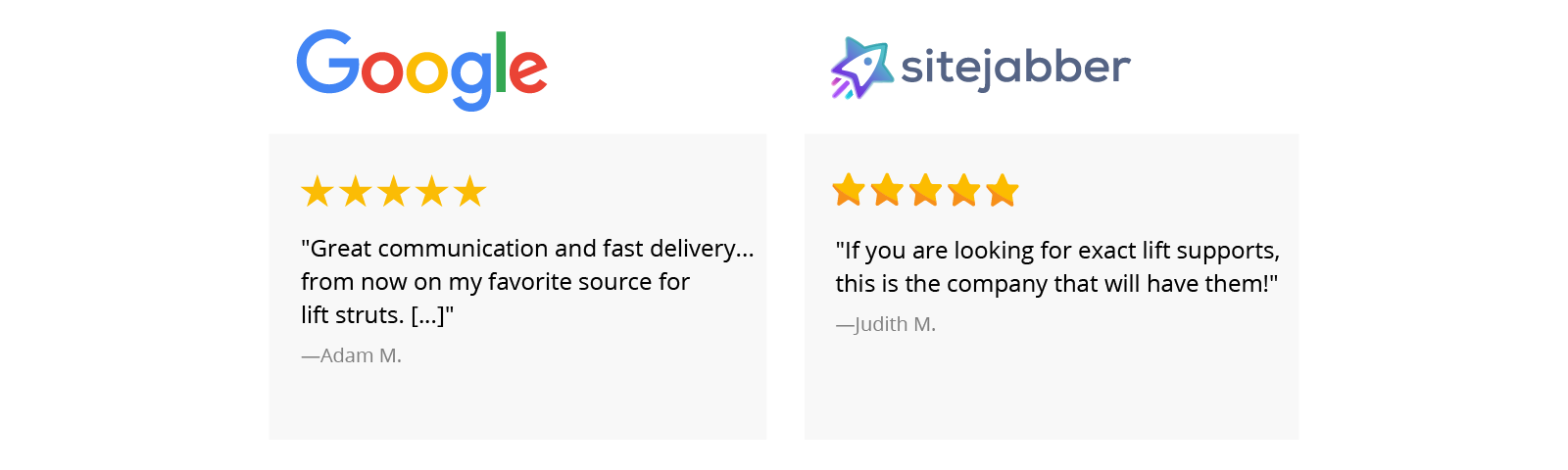 Lift Supports Depot is 5-star rated