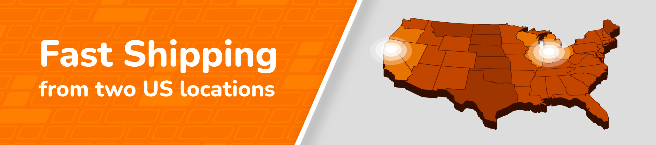 fast shipping from two US locations