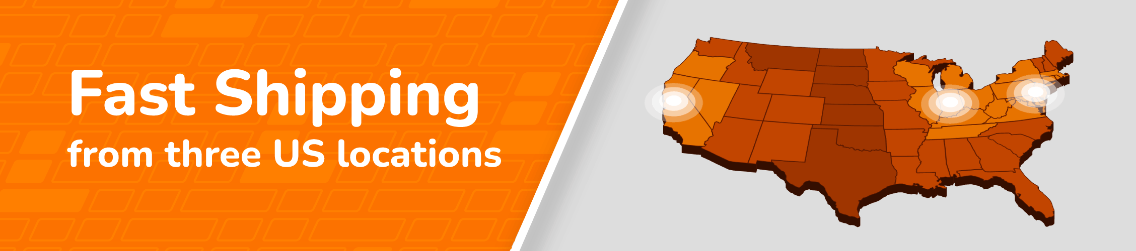 fast shipping from three US locations