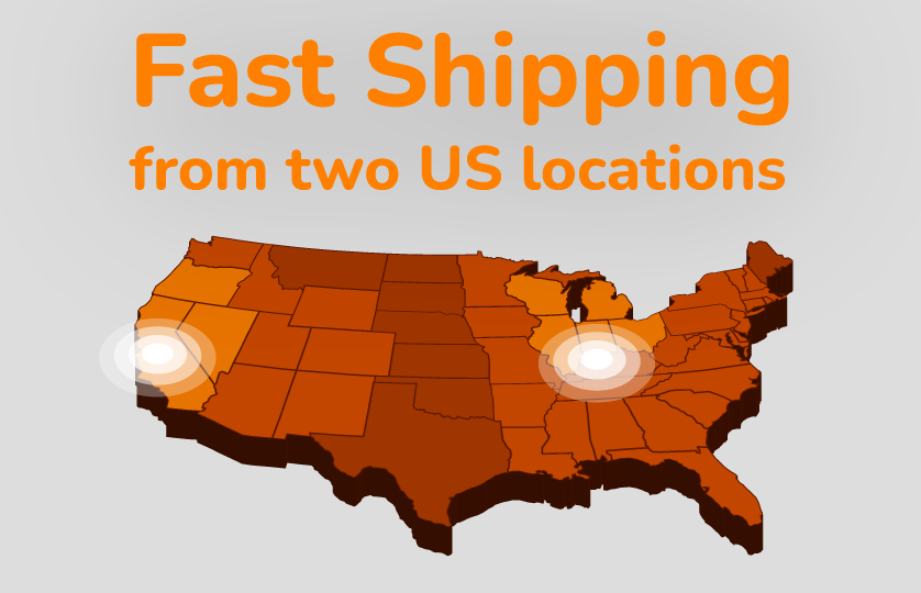fast shipping from two US locations